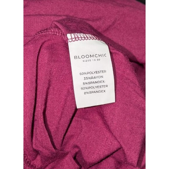 NWT Bloomchic Tunic 26 Women's Pink Embroidered Long Sleeve Tie Neck Stretch - Picture 7 of 8